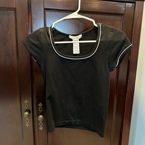 Marshalls Black Short Sleeve Top with White Trim